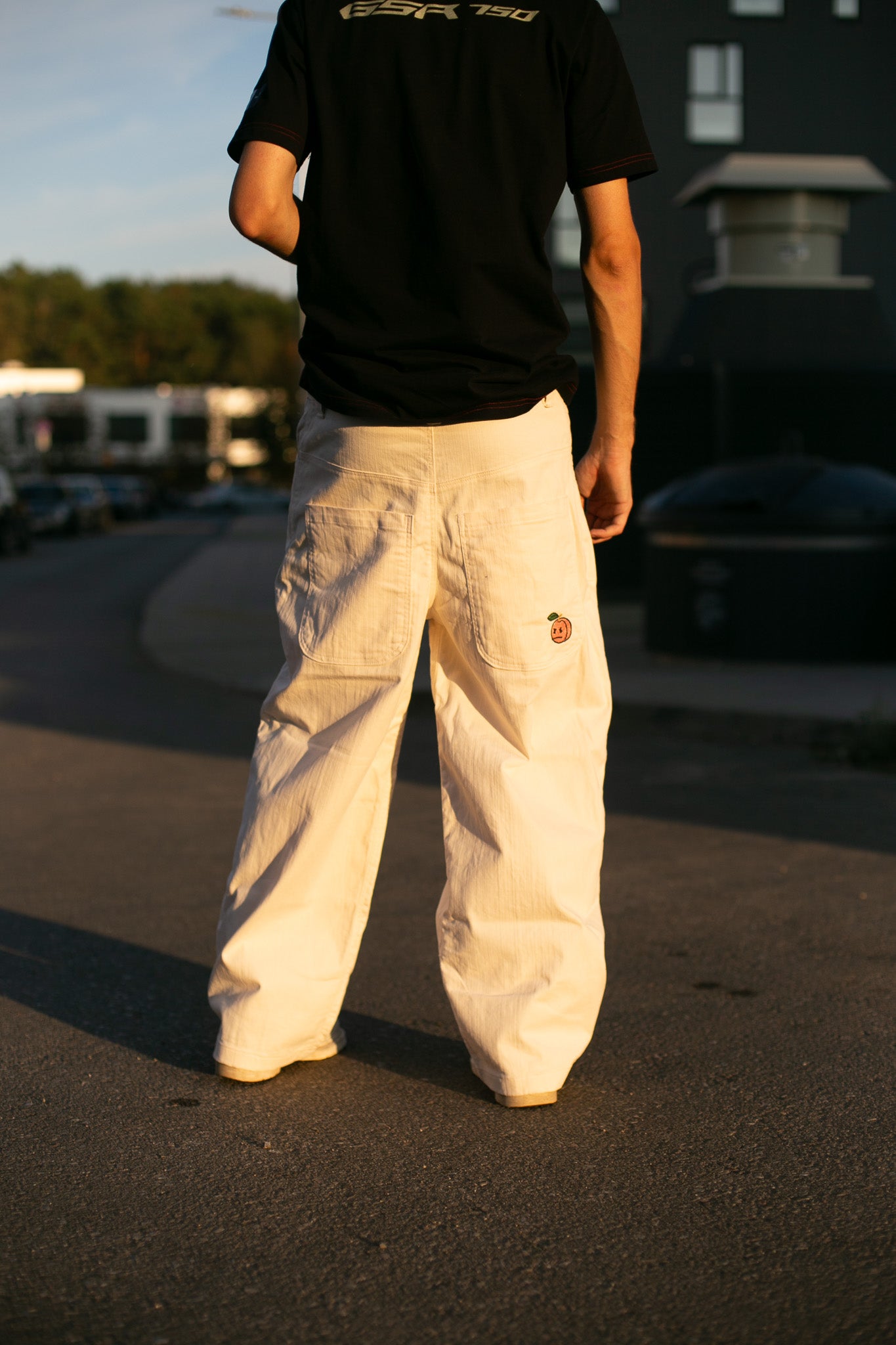 Cream white peach jeans